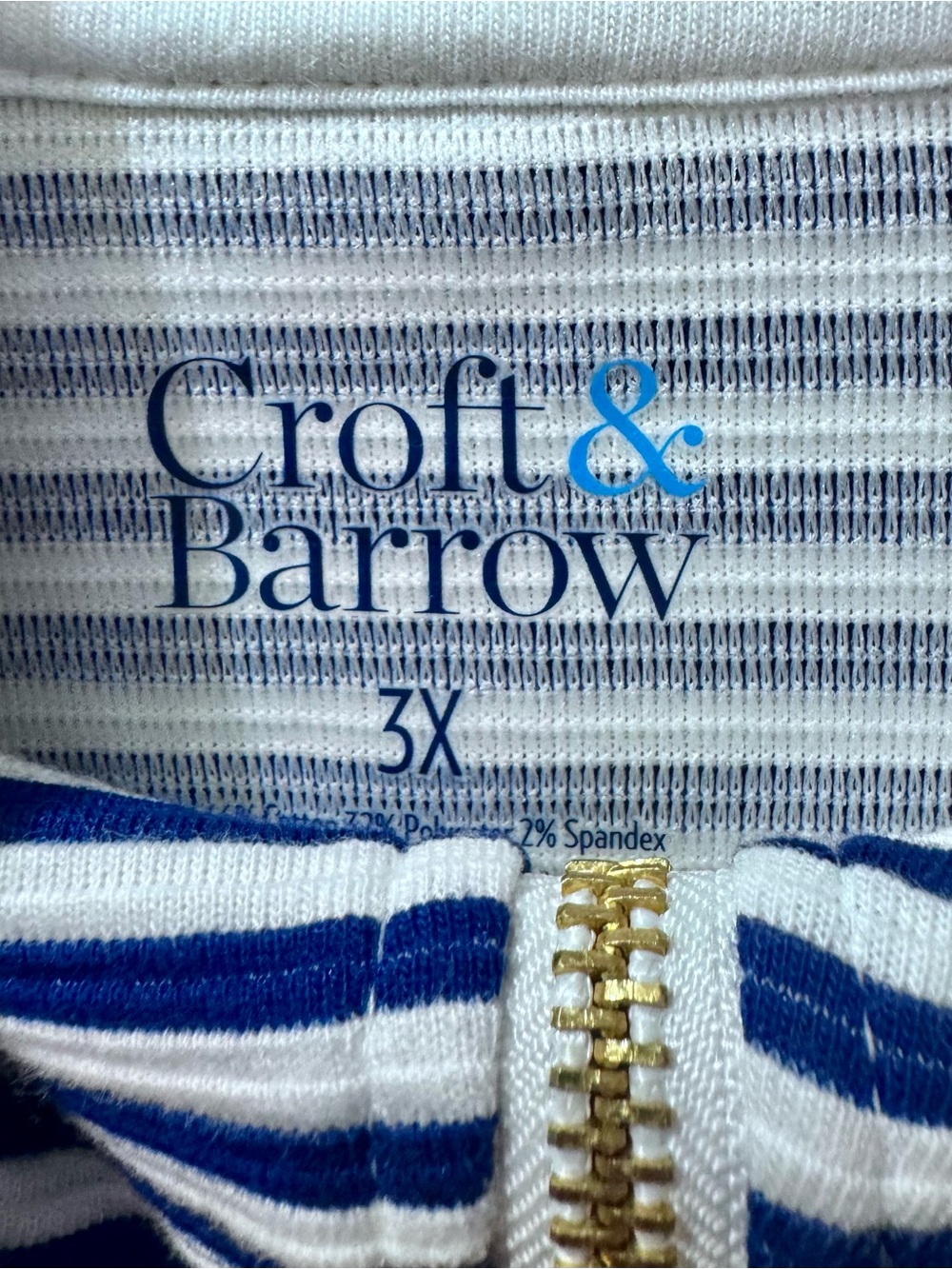 Croft & Barrow Striped Half-Zip Pullover - Blue & White, Size 3X - Picture 3 of 4